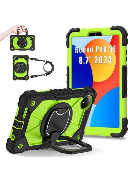 Xiaomi Redmi Pad Se 4g 8.7 Inç Kılıf Silikon + Pc Tablet Kapağı-Siyah/sarı Yeşil (Yurt Dışından)