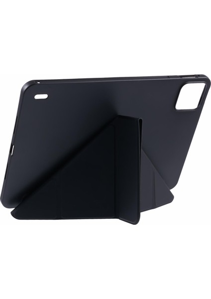 Xiaomi Pad 7 Pro / Pad 7 Kılıf Pu Deri+Silikon Origami Koruyucu Kapak-Siyah (Yurt Dışından)