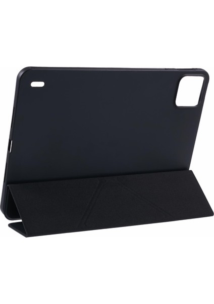 Xiaomi Pad 7 Pro / Pad 7 Kılıf Pu Deri+Silikon Origami Koruyucu Kapak-Siyah (Yurt Dışından)