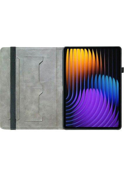 Xiaomi Pad 7 Pro / Pad 7 Desen Baskılı Kart Yuvalı Tablet Kılıfı-Mor Şakayık (Yurt Dışından)