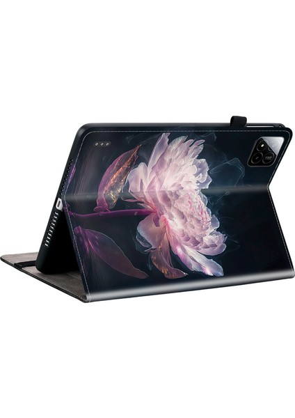Xiaomi Pad 7 Pro / Pad 7 Desen Baskılı Kart Yuvalı Tablet Kılıfı-Mor Şakayık (Yurt Dışından)