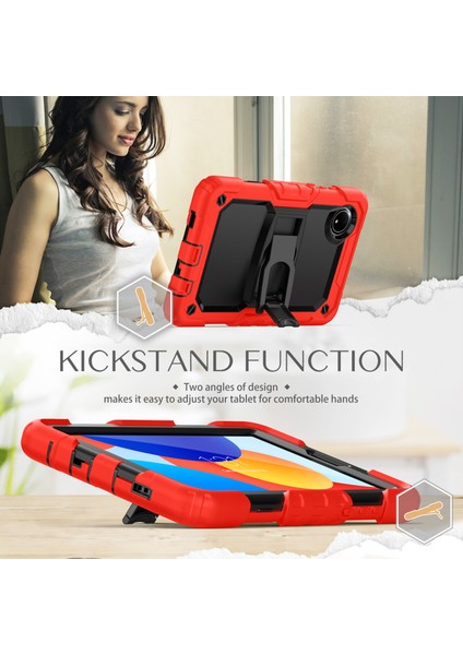 Xiaomi Redmi Pad Se 4g 8.7 Inç Kılıf Omuz Askılı Pc+Silikon Tablet Kapak-Kırmızı (Yurt Dışından)