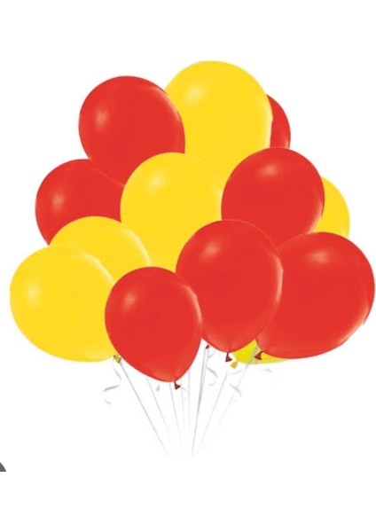 5 Adet Metalik Kırmızı 5 Adet Sarı Renk Lateks Balon 10 Lu