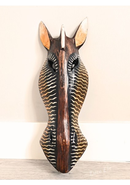 Ahşap Oyma Mask Zebra Surat Tipi Totem Yerliler Aborjin Duvar Objesi Mindi Ağacı El Oyması 40 cm