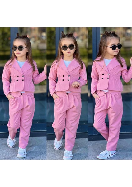 Kız Çocuk Tarz 3 Parça Ceketli Takım 90711PU