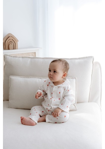 Müslin Pijama Takımı | Red Hearts