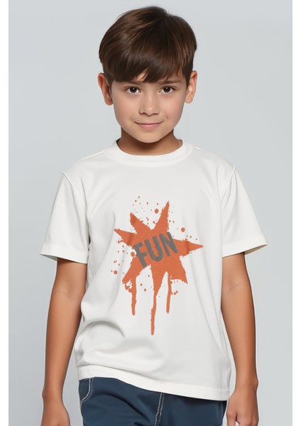Tokyo Ekru Baskılı Pamuklu Erkek Çocuk Tshirt