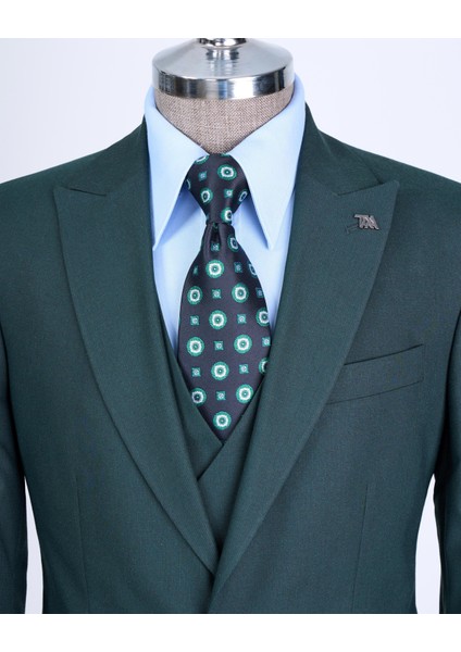 Italyan Stil Ceket Yelek Pantolon Takım Elbise Yeşil T12807 fiyatları