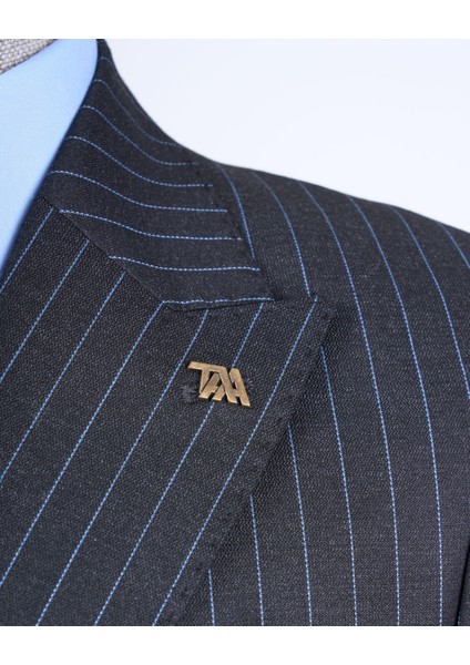 Italyan Stil Slim Fit Çizgili Kruvaze Ceket Pantolon Takım Elbise Antrasit T13197 indirimleri