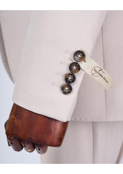 Italyan Stil Slim Fit 8 Drop Ceket Yelek Pantolon Takım Elbise Bej T12633 fırsatları