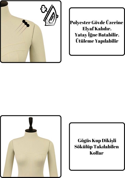 40 Beden Yarım Bacak Yüksek Kalite Döküm Ayak Kollu Profesyonel Prova Mankeni Terzi Mankeni