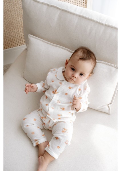 Müslin Pijama Takımı | Peachy Flowers