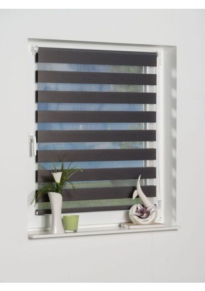 Antrasit Renkli Bambu Zebra Stor Güneşlik Perde Modern Tasarım 125x65 cm fiyatları