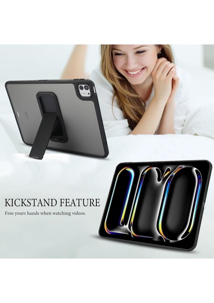 Apple iPad Air 11 Inc (2024) Uyumlu Yatay Stand Olabilen Antishock Köşe ve Kamera Korumalı Arka Yüzeyi Mat Threxi Kılıf A2902 A2903 modelleri