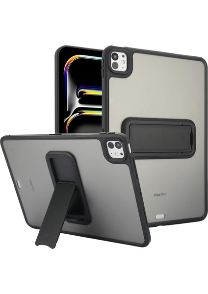 Apple iPad Pro 11 Inc 5. Nesil M4 (2024) Uyumlu Yatay Stand Olabilen Antishock Köşe ve Kamera Korumalı Arka Yüzeyi Mat Threxi Kılıf A2836 A2837