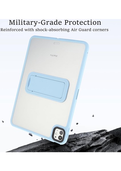 Apple iPad Pro 11 Inc 5. Nesil M4 (2024) Uyumlu Yatay Stand Olabilen Antishock Köşe ve Kamera Korumalı Arka Yüzeyi Mat Threxi Kılıf A2836 A2837