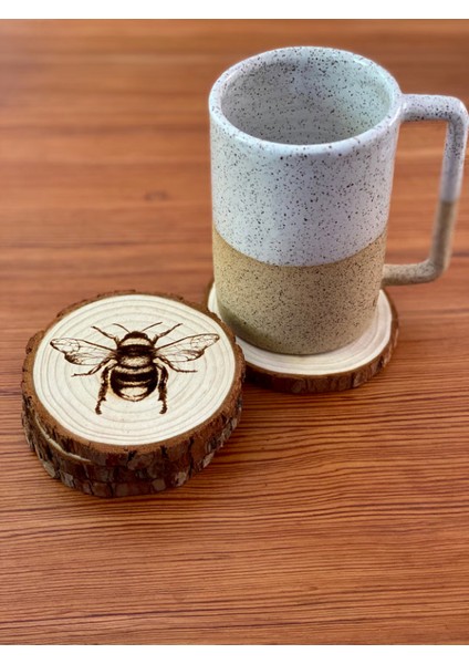 Arı Işlemeli Ahşap Bardak Altlığı fiyatları