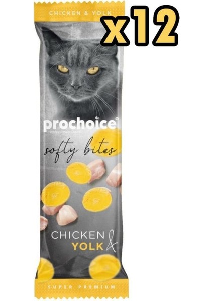 Softy Bites Tavuk&Yumurta Sarısı İçeren Kediler İçin Yumuşak Atıştırmalık 10 gr x 12 Adet