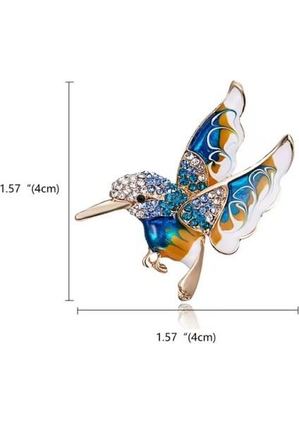 Altın Kaplamalı Zirkon Taşlı Renkli Mineli Tasarım Kuş Broş modelleri