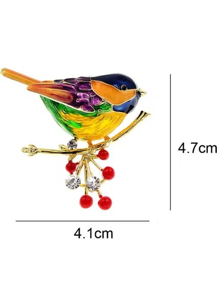 Renkli Mineli Zirkon Taşlı Altın Kaplamalı Şirin Kuş Broş modelleri