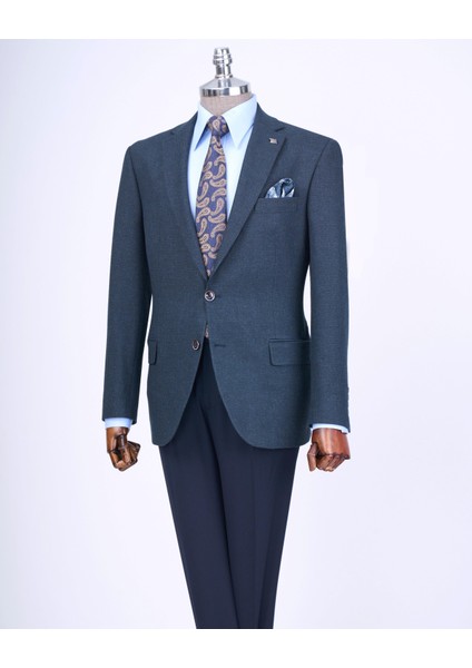 Italyan Stil Slim Fit 4 Drop Mono Yaka Erkek Tek Ceket Yeşil T13533 modelleri