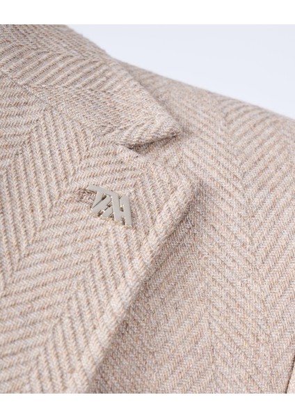 Italyan Stil Slim Fit Mono Yaka Erkek Tek Ceket Bej T13580 modelleri