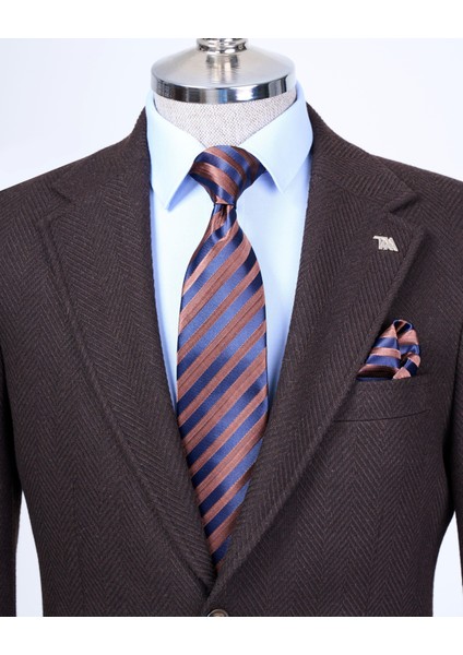 Italyan Stil Slim Fit Mono Yaka Erkek Tek Ceket Kahverengi T13578 fiyatları