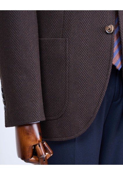 Italyan Stil Slim Fit Mono Yaka Erkek Tek Ceket Kahverengi T13578 fırsatları