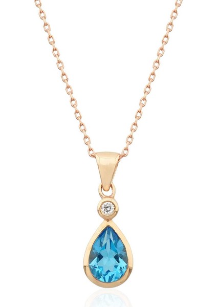 Damla Blue Topaz Tektaş Kolye