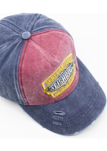 Vintage Eskitme Balık Logolu Denim Şapka | San Francisco Trucker Kep