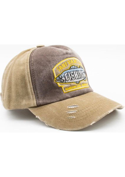 Vintage Eskitme Balık Logolu Denim Şapka | San Francisco Trucker Kep