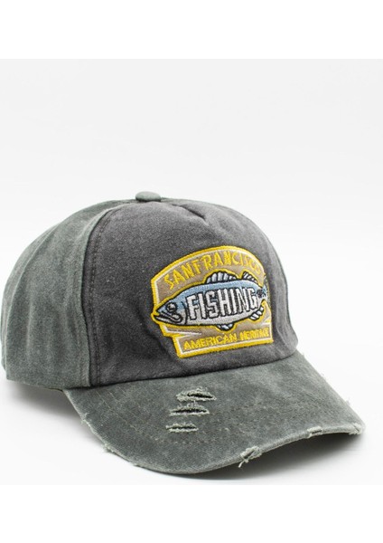 Vintage Eskitme Balık Logolu Denim Şapka | San Francisco Trucker Kep fiyatları