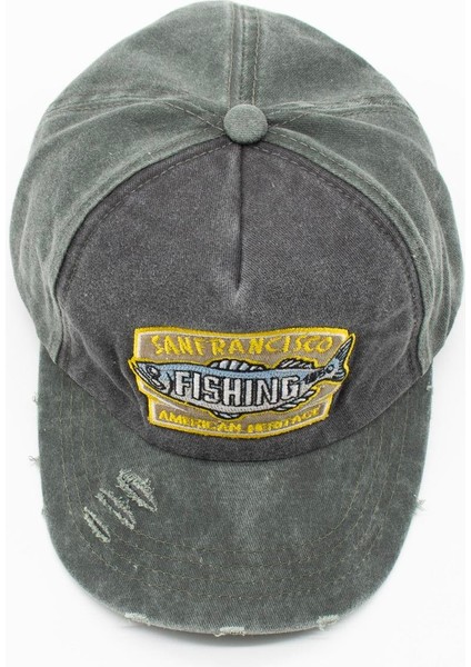 Vintage Eskitme Balık Logolu Denim Şapka | San Francisco Trucker Kep fırsatları