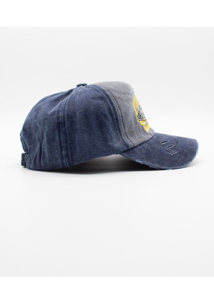 Vintage Eskitme Balık Logolu Denim Şapka | San Francisco Trucker Kep