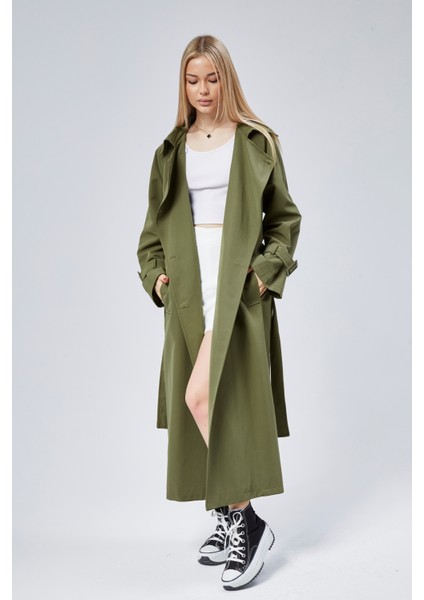 Kadın Oversize Kuşaklı Trençkot
