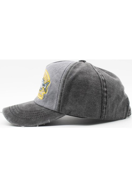 Vintage Eskitme Balık Logolu Denim Şapka | San Francisco Trucker Kep