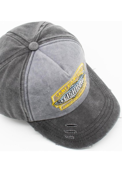 Vintage Eskitme Balık Logolu Denim Şapka | San Francisco Trucker Kep