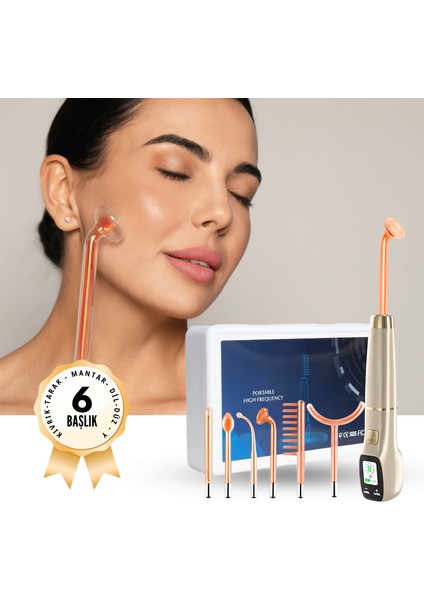 Dijital Yüksek Frekans Cihazı 6 Problu Yüz Cilt Bakım Gençleştirme Anti-Aging
