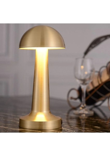 Atina 3 Işık Gold Renkli Dokunmatik USB Şarjlı Dim Edilebilir Masa Lambası YL86-1230