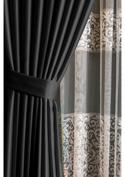 Kullanıma Hazır Sık Pileli Füme Rengi Blackout Karartma Kumaştan Fon Perde 1x3 V24 Tek Kanat fiyatları