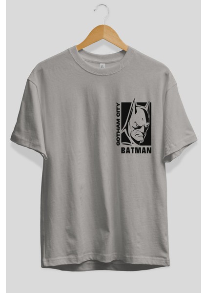 Batman (17) Ön Sol Baskılı Oversize T-Shirt Erkek Kadın Unisex Pamuk Bisiklet Yaka Tişort fiyatları