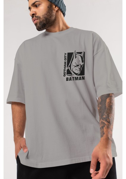 Batman (17) Ön Sol Baskılı Oversize T-Shirt Erkek Kadın Unisex Pamuk Bisiklet Yaka Tişort modelleri
