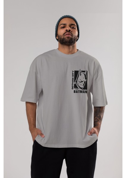 Batman (17) Ön Sol Baskılı Oversize T-Shirt Erkek Kadın Unisex Pamuk Bisiklet Yaka Tişort indirimleri