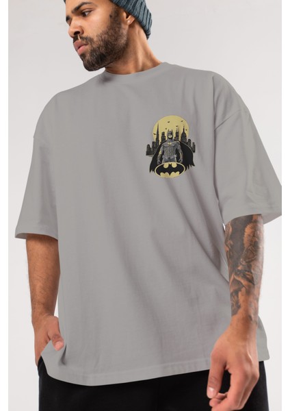 Batman 6 Ön Sol Baskılı Oversize T-Shirt Erkek Kadın Unisex Pamuk Bisiklet Yaka Tişort modelleri