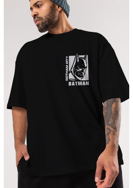 Batman (17) Ön Sol Baskılı Oversize T-Shirt Erkek Kadın Unisex Pamuk Bisiklet Yaka Tişort modelleri