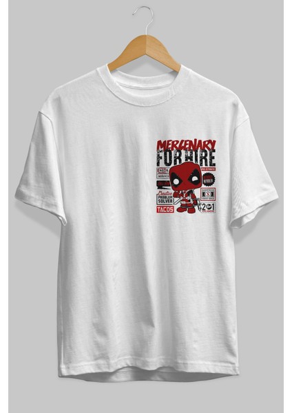 Deadpool (18) Ön Sol Baskılı Oversize T-Shirt Erkek Kadın Unisex Pamuk Bisiklet Yaka Tişort fiyatları