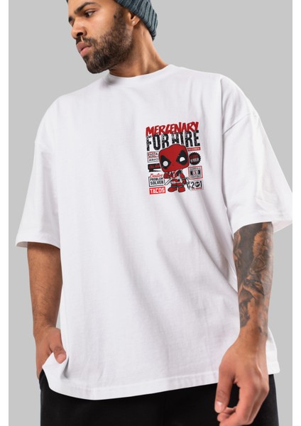 Deadpool (18) Ön Sol Baskılı Oversize T-Shirt Erkek Kadın Unisex Pamuk Bisiklet Yaka Tişort modelleri