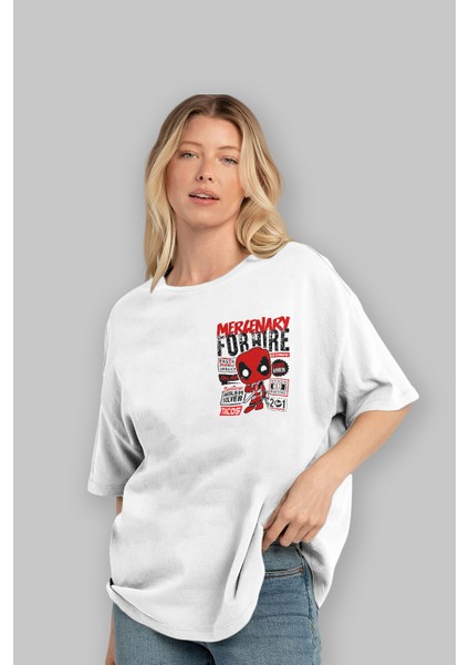 Deadpool (18) Ön Sol Baskılı Oversize T-Shirt Erkek Kadın Unisex Pamuk Bisiklet Yaka Tişort fırsatları