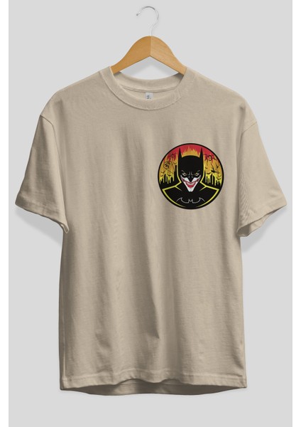 Batman (1) Ön Sol Baskılı Oversize T-Shirt Erkek Kadın Unisex Pamuk Bisiklet Yaka Tişort fiyatları