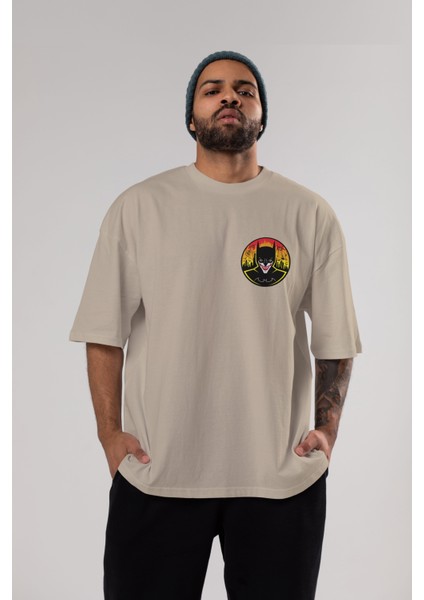 Batman (1) Ön Sol Baskılı Oversize T-Shirt Erkek Kadın Unisex Pamuk Bisiklet Yaka Tişort indirimleri
